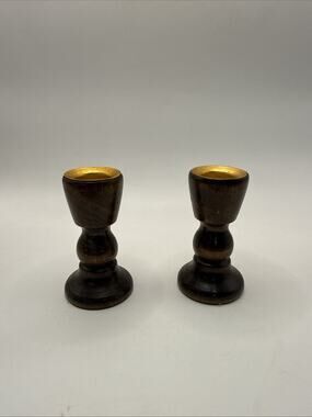 Vintage Wooden Candle Holder Made In Taiwan *